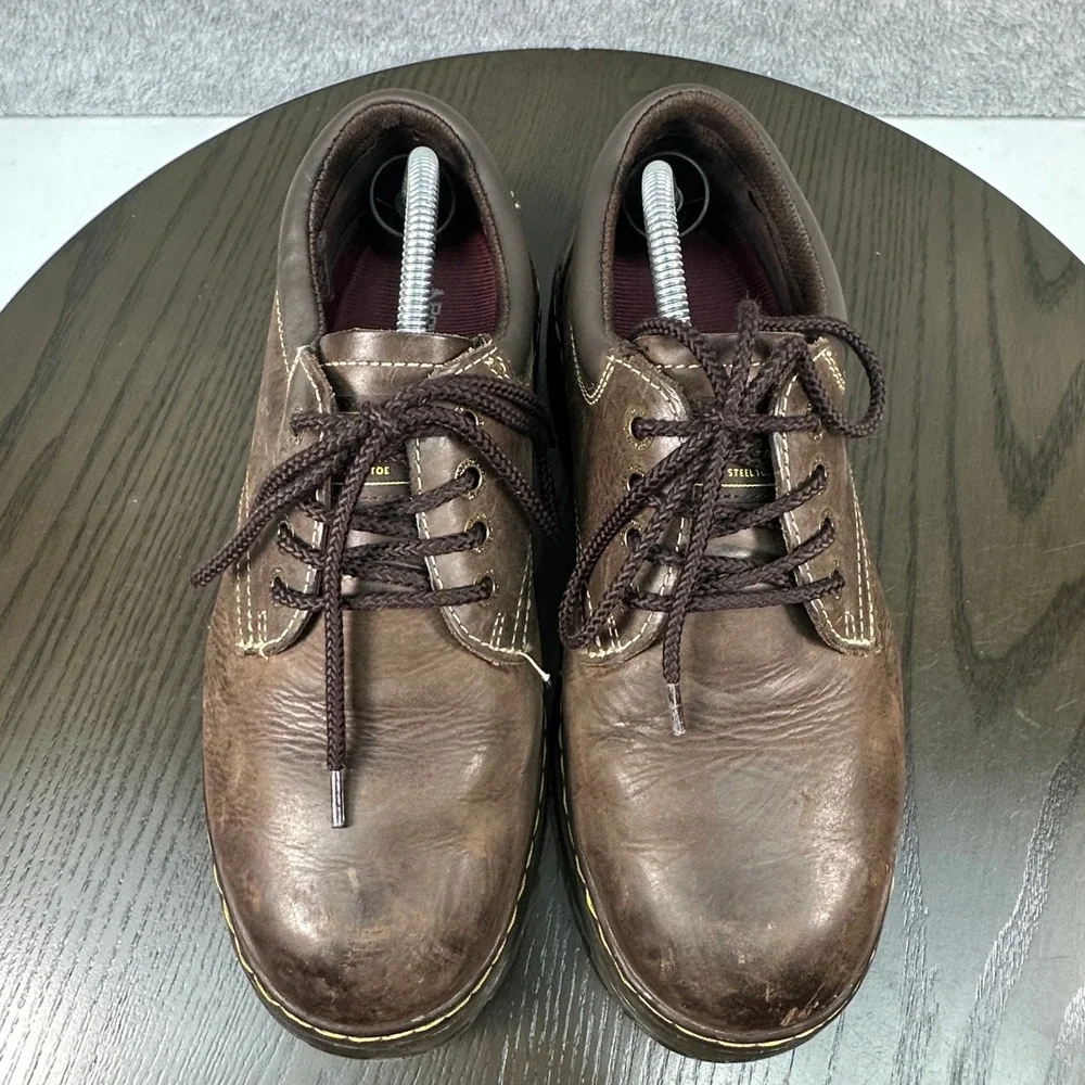 Dr. Martens Steel Toe Brown Leather Work Shoes Mens Size 11M Dark Brown Leather